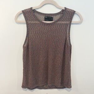 asos Multicolor Metallic Sleeveless Top Mesh | Size XS